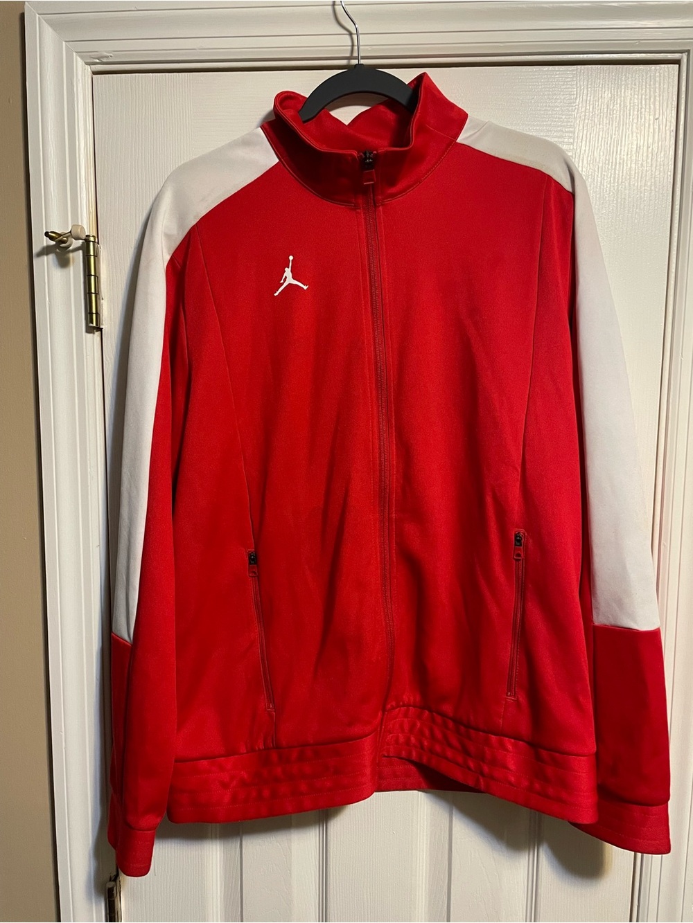 Jordan Red Track Jacket with White Sleeve Panels